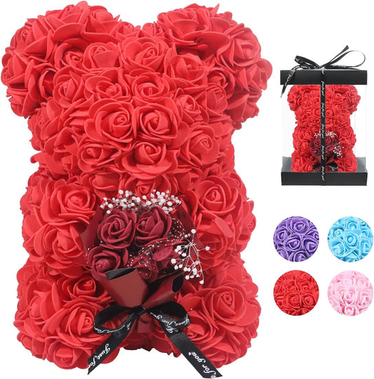 Rose Bear,Flower Rose Teddy Bear Gifts for Women, Gifts for Girlfriend, Rose Flower Bear over 250 Flowers, Gifts for Mothers Day(Red)